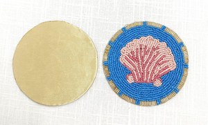 Handmade Beaded Coaster Set Of 6 Blue Shell Design Reusable Bar Mats Classic <b>Drinkware</b> <b>Accessories</b> For Home Use - Product Image 3