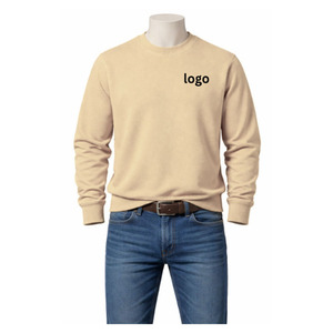 Sweat-shirt à col rond en molleton brodé vert clair, polyester/coton, 360g, écologique, uni, manches longues, hiver, OEM - Product Image 5