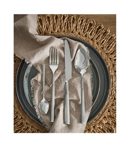 Ensemble de couverts en métal au design minimaliste moderne pour table à manger contemporaine et collection de cuisine - Product Image 1