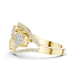 Yellow Gold Diamond Engagement <b>Ring</b> Round Brilliant Cut Flower Design Women's Romantic Style - Product Image 1