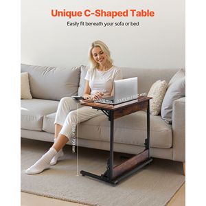Adjustable Feet Folding <b>C</b> Shaped Metal Frame End <b>Table</b> Foldable <b>C</b> Shaped <b>Side</b> <b>Table</b> for Living Room Bedroom - Product Image 2
