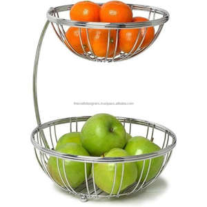 Panier et support décoratif à 2 niveaux pour fruits et légumes Rangement multifonctionnel Panier et pots de qualité supérieure Support à fruits - Product Image 4