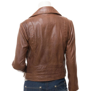 Women <b>Leather</b> Moto <b>Jacket</b> Real <b>Leather</b> Slim Fit Biker <b>Jacket</b> OEM Factory Full Sleeve Zipper Closure Stand Collar Regular Length - Product Image 2