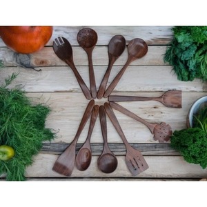 Ensemble de couverts en bois écologiques personnalisés avec logo UO, cuillère, fourchette et spatule en bois brun jetables pour hôtel, restaurant, traiteur, INDE - Product Image 3