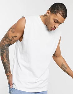 Débardeur en tricot blanc sans manches pour homme, col rond, décontracté, couleur unie, en coton, style muscle - Product Image 3