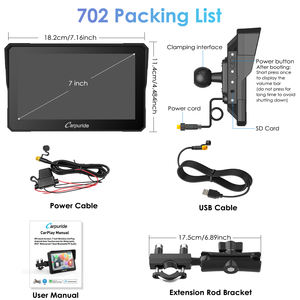 Carpuride W702 Moto 7 pouces Écran tactile étanche GPS Navigation CarPlay/Android Auto Support de guidon Carte mondiale <span class=keywords><strong>Siri</strong></span> - Product Image 4