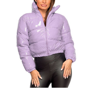 Custom <b>Ladies</b> Short Quilted <b>Jacket</b> with Detachable Collar Polyester Filled Lightweight Winter Coat - Product Image 1