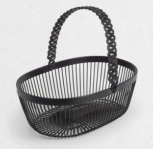 Modern Oval Metal <b>Wire</b> <b>Storage</b> <b>Basket</b> With Handle For Neatening Multi-Purpose Organization Stylish Home Accent - Product Image 1