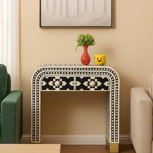 ILAHI's Bone Inlay <b>Table</b> Modern Design Agate Detailing <b>Storage</b> Portable Home Furniture - Product Image 1
