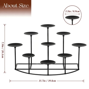 Elegante Candelabro Negro Mate de 8 Velas, Centro de Mesa de Metal Escalonado para Chimenea y Mesa de Comedor - Product Image 4