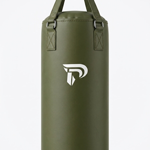 Sac de boxe d'entraînement en PU vert avec logo blanc, durable, rempli de sable, pour usage en salle de sport pour adultes - Product Image 1