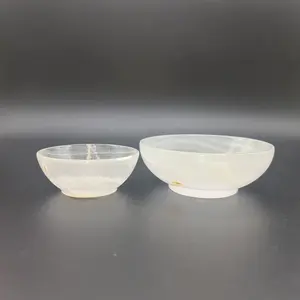 Bol contemporain en onyx poli, accessoire artisanal, centre de table en marbre design, pierre naturelle moderne - Product Image 4