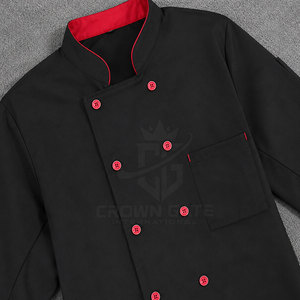Veste de chef de qualité supérieure en coton/polyester pour le personnel de cuisine des restaurants, tissu respirant, manches longues. - Product Image 3