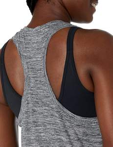 <b>Women's</b> Racerback <b>Tank</b> <b>Tops</b> Solid Color Breathable Knitted Sleeveless Casual <b>Top</b> Regular Length 100% Polyester Gray <b>Black</b> - Product Image 6