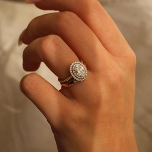 2.20CT Oval Cut Lab-Grown Diamond Ring Handmade 14K Solid Yellow Gold Wedding Ring Half Eternity Paves Band Anniversary Gifts - Product Image 3