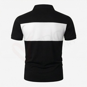 Chemise décontractée pour homme en piqué 100 % polyester bleu marine à manches courtes, respirante, infroissable, coupe classique, design tricoté uni - Product Image 2
