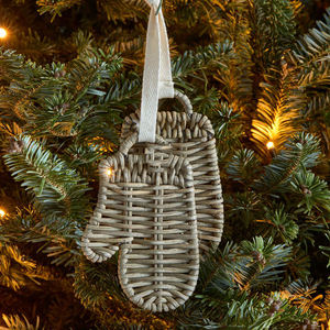 Ornement de Noël en rotin tressé avec sangle en ruban, figurine suspendue artisanale pour la décoration d'arbre d'hiver - Product Image 4