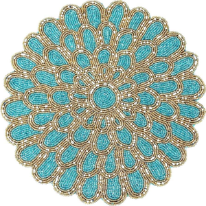 Premium Quality Glass Beads Vintage Design Solid Color Eco-Friendly Durable Handmade Beaded Table <b>Mat</b> for Home Banquet Wedding - Product Image 3