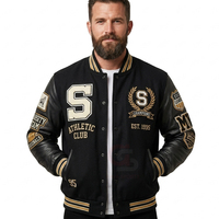 Veste universitaire de baseball de haute qualité, sur mesure, finition vintage, avec patch brodé en chenille et manches en cuir de vache, pour équipes de ligue universitaire