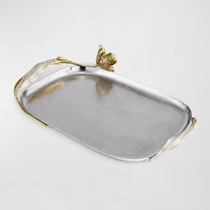 Plateau décoratif rectangulaire plaqué or avec poignées, 2 pièces, design moderne pour la décoration de la maison, de l'hôtel et du restaurant - Product Image 4