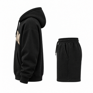 Custom Embroidered <b>Men</b> Hoodie <b>and</b> <b>Shorts</b> <b>Set</b> Black Pullover Sweatshirt Jogger Outfit Casual Wear Premium Quality <b>Top</b> Selling - Product Image 4