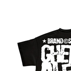 Camiseta Negra Oversize para Hombre, Manga Corta, Diseño Formal Estampado, Cuello Alto, 100% Algodón, Logotipo Frontal, Patrón Ghetto Alert - Product Image 3
