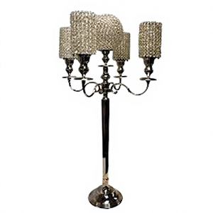 Candelabros de boda de cristal de cinco brazos de gran oferta de la mejor calidad con tubo de cristal K9 para decorar la Decoración de mesa - Product Image 1
