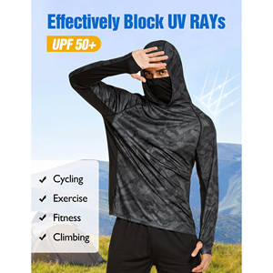 Haut de pêche à manches longues imprimé pour homme, protection UPF 50, séchage rapide, avec cache-visage, en Spandex/Polyester - Product Image 6