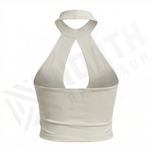 Top Corto Casual Halter para Mujer, Chaleco de Verano sin Mangas, Camiseta Sexy de Color Sólido Personalizado, Ropa Premium - Product Image 2