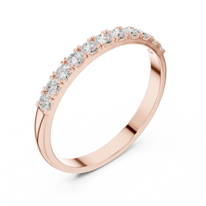 Anillo de Boda de Media Eternidad con Diamantes de Corte Redondo en Oro Rosa Personalizado para Mujer, Anillo de Promesa Apilable Minimalista para Aniversario - Product Image 4