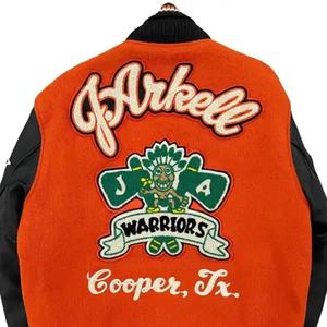 OEM Manufacturer High Quality Winter High Street College Letterman Varsity <b>Jacket</b> Men Custom Embroidery <b>Patches</b> Stand Front - Product Image 5