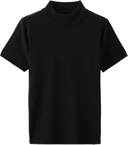 Pull à col roulé pour homme, tricoté, manches courtes, coton respirant de haute qualité, vêtements décontractés pour homme - Product Image 2