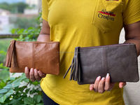 Penjualan Laris Dompet Tangan Wanita Gaya Kulit Dompet Logo Kustom Kopling Kulit