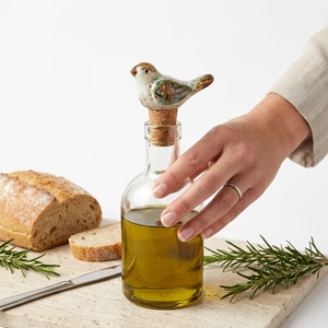 Eco-Friendly Ceramic Bird-Shaped <b>Bottle</b> <b>Stopper</b> with Cork Base for Olive Oil <b>Bottles</b> (Christmas Design) - Product Image 3