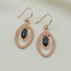 ต่างหูเงินแท้ 925 ประดับควอตซ์สีดำรูทิเลเต็ด งานแฮนด์เมด สไตล์โบโฮ ต่างหูห้อยประดับอัญมณี ของขวัญคริสต์มาสสำหรับเธอ - Product Image 4