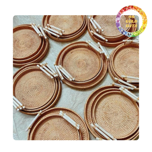 Handmade woven rattan plate <b>placemat</b> natural <b>table</b> mat <b>for</b> dining room kitchen and home decor - Product Image 4