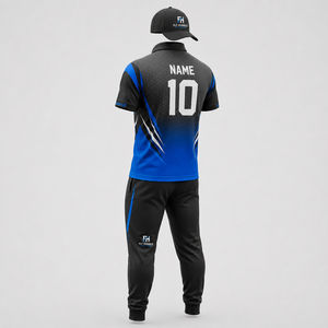 Uniforme de Cricket Transpirable de Secado Rápido para Hombre Fly Humble, Conjunto Negro con Degradado Azul, Ribete en Contraste, Corte Regular, para Todas las Temporadas - Product Image 3
