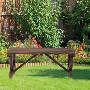 Per Outsunny 2-Person rustico stile Country in legno panca da giardino 550 LBS capacità Wagon Design marrone Patio per esterni - Product Image 2
