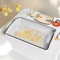 Plateau en laque rectangulaire blanc, plateau de service, plateau de rangement panier Vietnam artisanat coloré Vietnam en gros