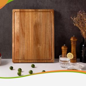 Juego de 3 Tablas de Cortar de Madera de Acacia y Bambú con Soporte, Aptas para Lavavajillas, Resistentes a Cuchillos, para Carne, Queso, Frutas y Verduras - Product Image 4