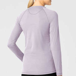 Haut de blouse en tricot à manches longues lavande pour femme, col rond, uniforme d'hôpital - Product Image 2