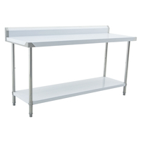 Table de travail de cuisine en acier inoxydable pour restaurant, double niveau, avec roulettes, taille personnalisée