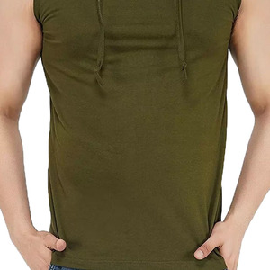 Camiseta sin Mangas de Alta Calidad para Hombre, Estilo Deportivo, Ligera, con Capucha, para Gimnasio, Impresión 3D, Relieve, Suministro ODM - Product Image 5