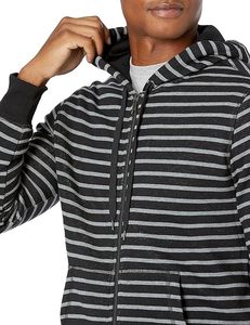 Wholesale OEM Customized Brand Logo Regular Fit Full Zipper Striped <b>Lined</b> <b>Hoodie</b> for Men 100% Cotton 340 GSM Winterwear Fashion - Product Image 6