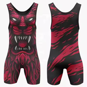 High Quality Custom Design Men's Wrestling Singlet Colorful Sportswear With <b>Heat</b> Transfer Logo Custom Martial Art Singlet - Product Image 4