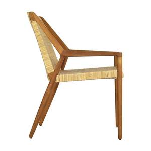 Silla de Comedor de Madera de Teca Hecha a Mano con Asiento de Ratán Tejido Natural – Muebles Minimalistas para Restaurantes, Cafés y Hoteles al por Mayor - Product Image 3