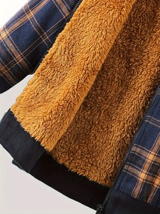 Veste d'hiver décontractée pour homme, à capuche, épaisse, doublée de polaire, à motif animalier uni, avec fermeture éclair - Product Image 5
