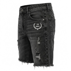 Shorts en jean décontractés pour hommes, conçus avec des matériaux durables et une coupe confortable, dotés de coutures soignées et de détails pratiques - Product Image 3