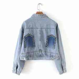 Chaqueta Vaquera Corta Azul Claro para Mujer con Cierre de Botones, Estilo Casual, para Primavera, con Estampado Animal, de Secado Rápido - Product Image 2