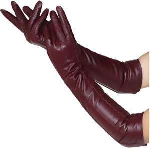 Long Leather <b>Gloves</b> Women's Colorful Sheepskin Touch Screen Winter Warm Thick <b>Thin</b> Fashion <b>gloves</b> - Product Image 1